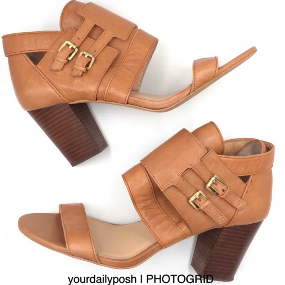 BCBGENERATION brown leather stack heel sandals 9.5
